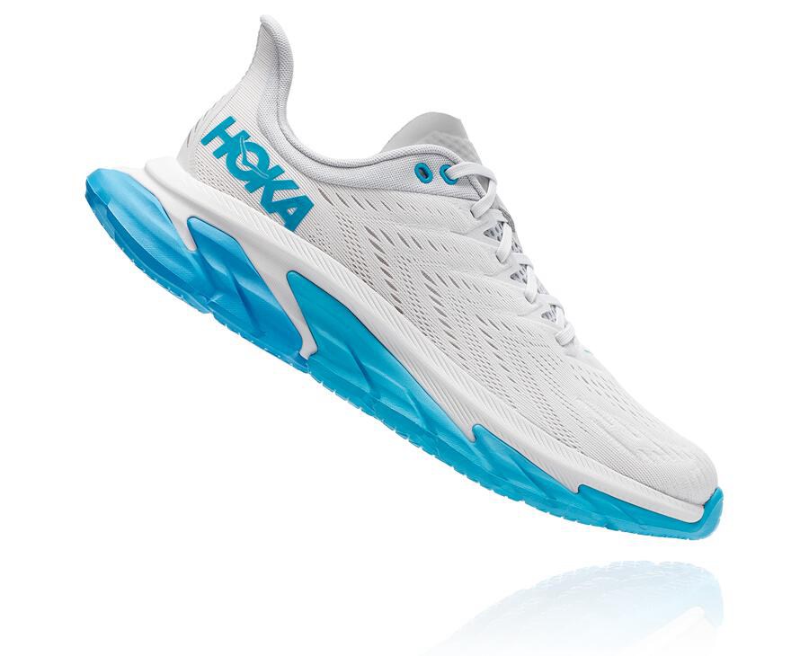 Hoka One One Clifton Edge Löparskor Herr - Vita/Blå - LQEMS-7143